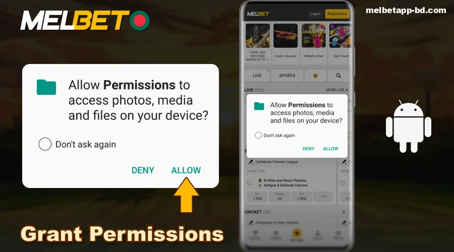 Allow the Melbet BD app to run