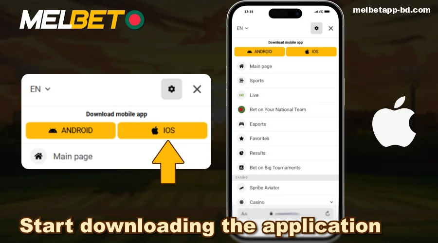 Start downloading Melbet BD App iOS